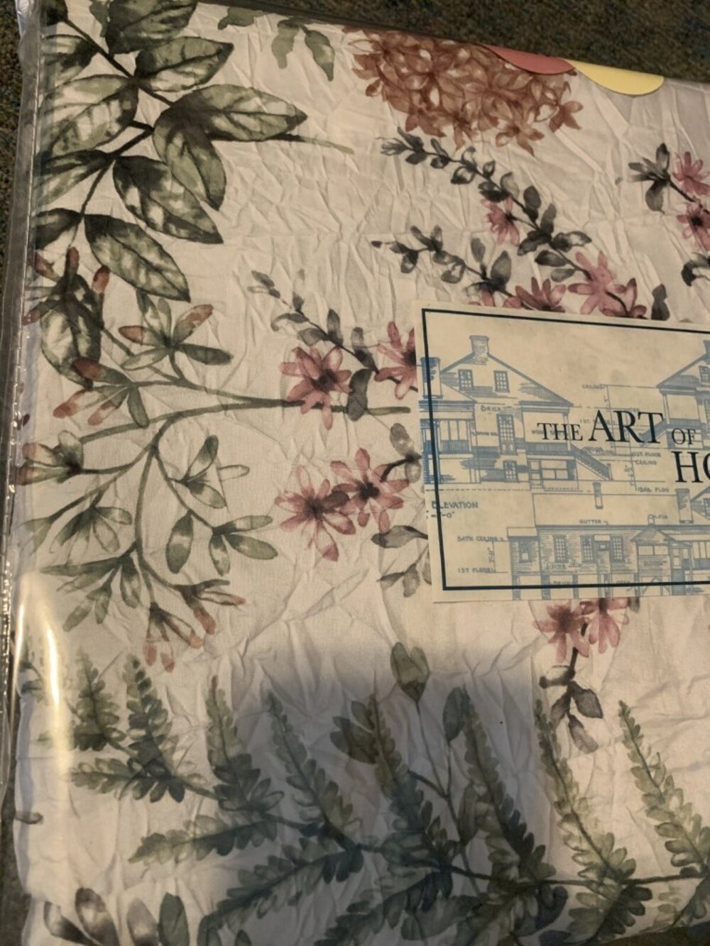 Ann Gish The Art Of Home King Botanical Crinkle Duvet Set Cover Two Shams Floral
